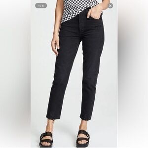 Agolde Jamie Plume dark distressed straight jeans
